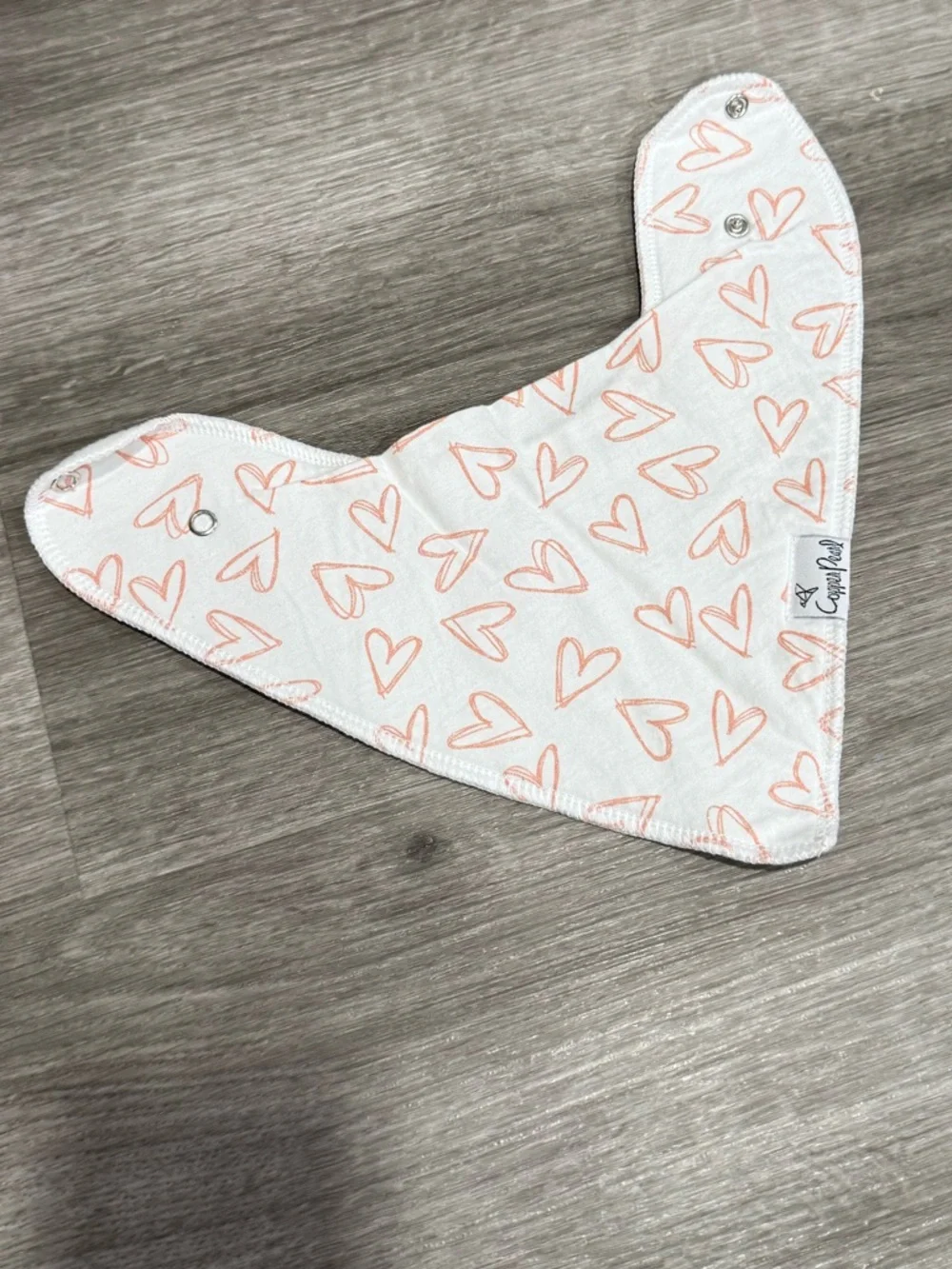 Baby Bandana Bib with Peach Heart Print